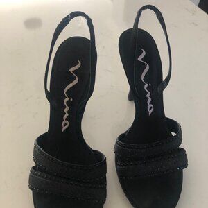 NIna Sling Back Black Shoes